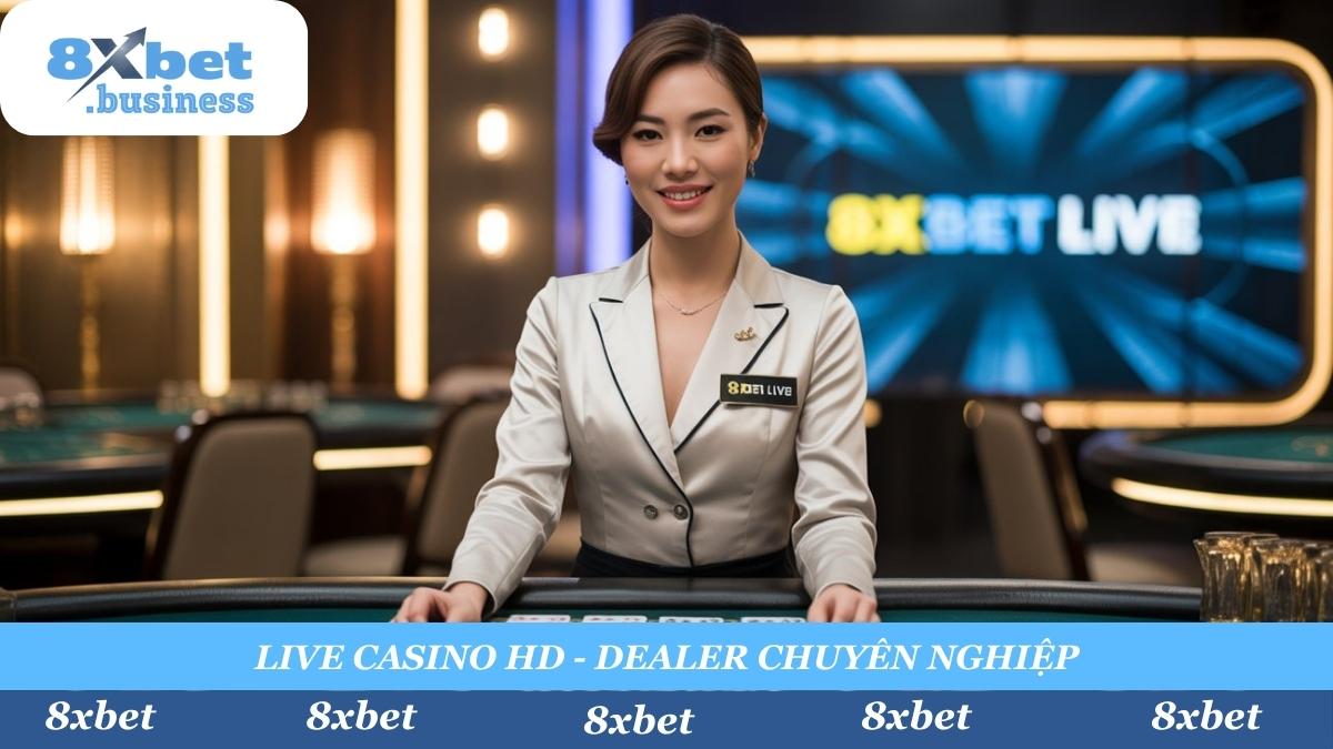 Trải nghiệm sòng bạc trực tuyến 8xbet chân thực nhất. Tương tác trực tiếp với các Dealer chuyên nghiệp qua đường truyền HD, mang cả Las Vegas về nhà bạn với các sảnh cược hàng đầu như Evolution, WM Live, và AA Live