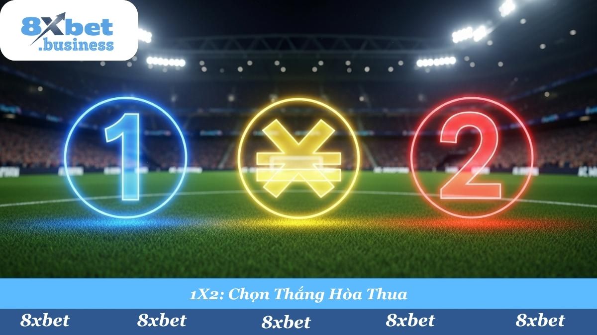 Kèo Châu Âu (1X2) đơn giản với ba lựa chọn: Đội Nhà Thắng (1), Hòa (X) hoặc Đội Khách Thắng (2).
